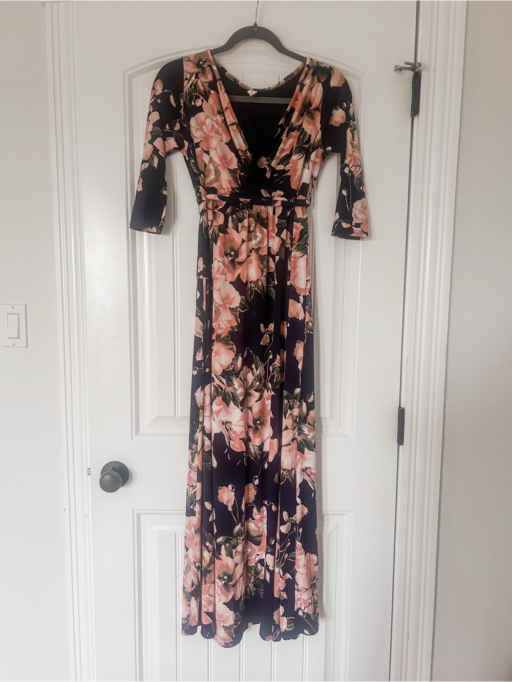 Pinkblush Maternity/Nursing Maxi Dress with Blush Floral Print